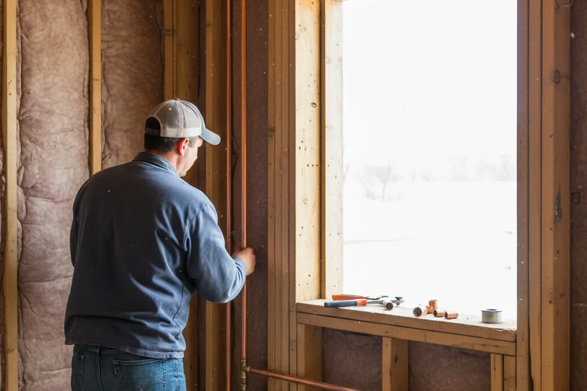 Licensed plumber running new copper supply lines in a Guntown home